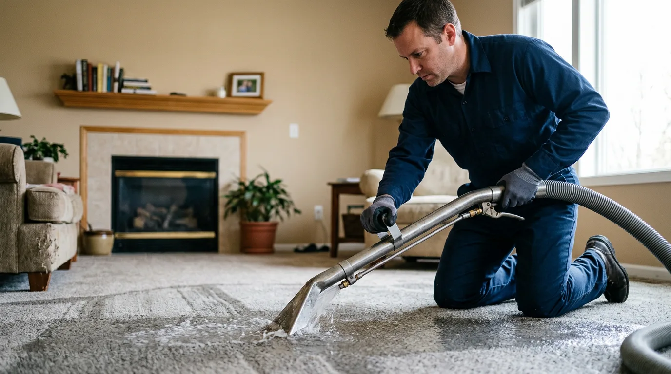 Water damage restoration technician working near Breeden, WV